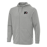 Men's Antigua Heather Gray Philadelphia Flyers Effortless Full-Zip Hoodie Jacket
