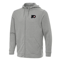 Men's Antigua Heather Gray Philadelphia Flyers Effortless Full-Zip Hoodie Jacket