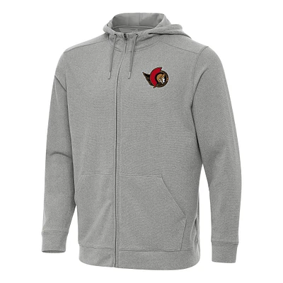 Men's Antigua Heather Ottawa Senators Effortless Full-Zip Hoodie Jacket