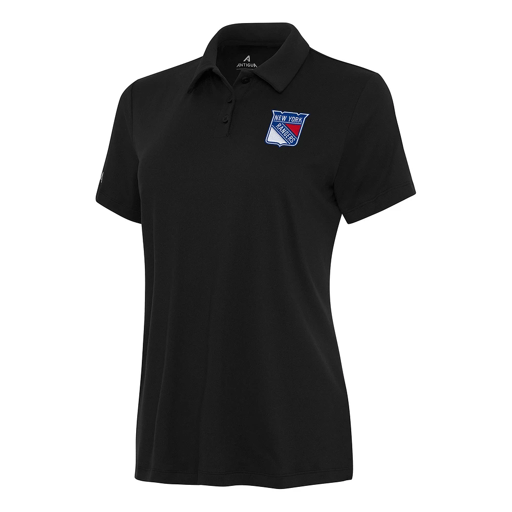 Women's Antigua Black New York Rangers Reprocess Polo