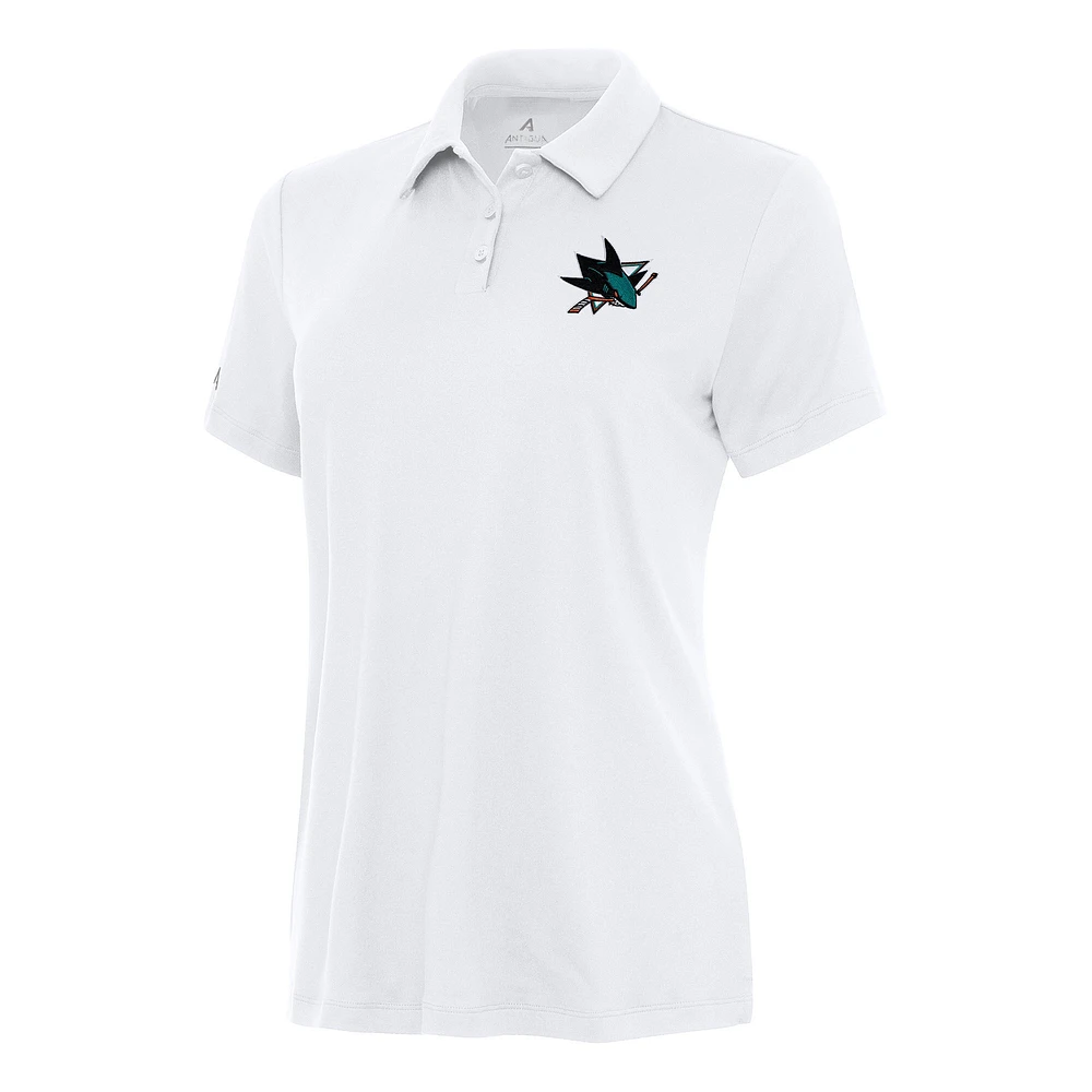 Women's Antigua White San Jose Sharks Reprocess Polo