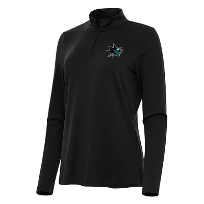 Women's Antigua Black San Jose Sharks Reprocess Quarter-Zip Top