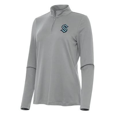 Women's Antigua Gray Seattle Kraken Reprocess Quarter-Zip Top