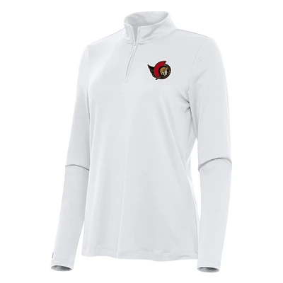 Women's Antigua White Ottawa Senators Reprocess Quarter-Zip Top