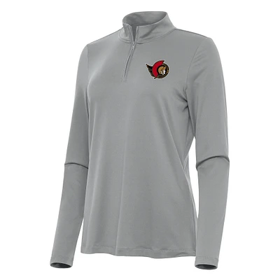 Women's Antigua Gray Ottawa Senators Reprocess Quarter-Zip Top