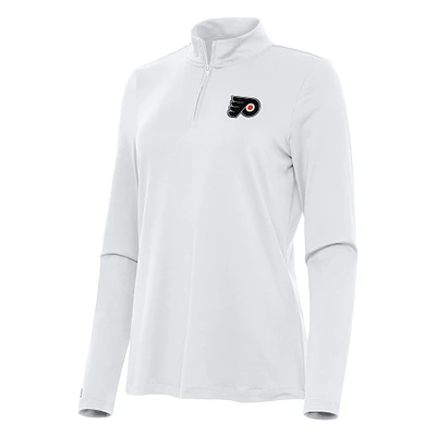 Women's Antigua White Philadelphia Flyers Reprocess Quarter-Zip Top