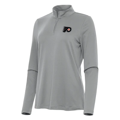 Women's Antigua Gray Philadelphia Flyers Reprocess Quarter-Zip Top
