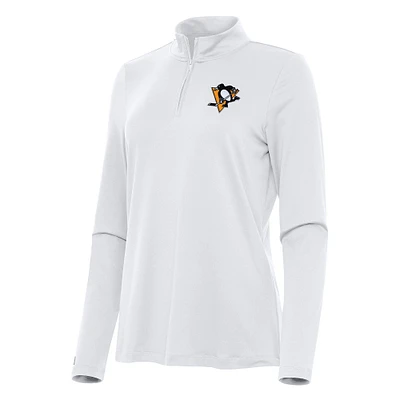 Women's Antigua White Pittsburgh Penguins Reprocess Quarter-Zip Top