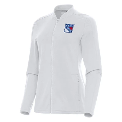 Women's Antigua White New York Rangers Continual Full-Zip Jacket
