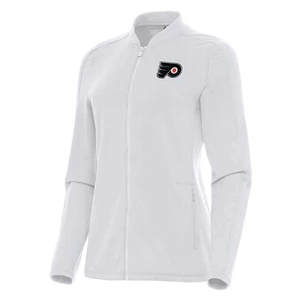 Women's Antigua White Philadelphia Flyers Continual Full-Zip Jacket