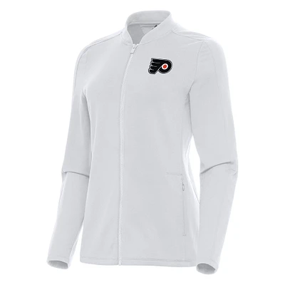 Women's Antigua White Philadelphia Flyers Continual Full-Zip Jacket