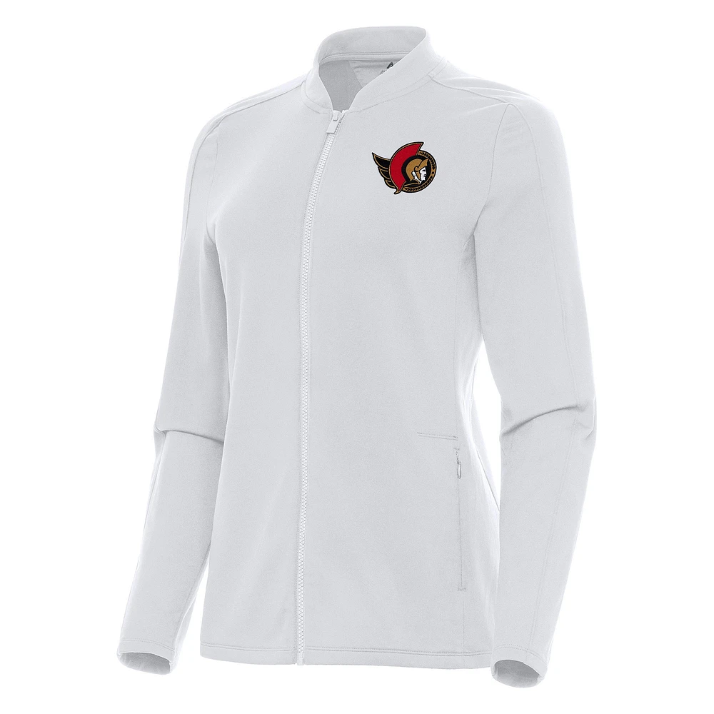 Women's Antigua White Ottawa Senators Continual Full-Zip Jacket