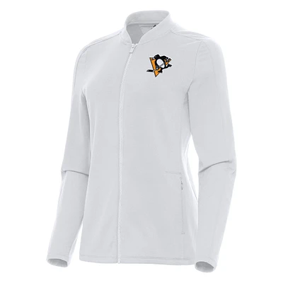 Women's Antigua White Pittsburgh Penguins Continual Full-Zip Jacket