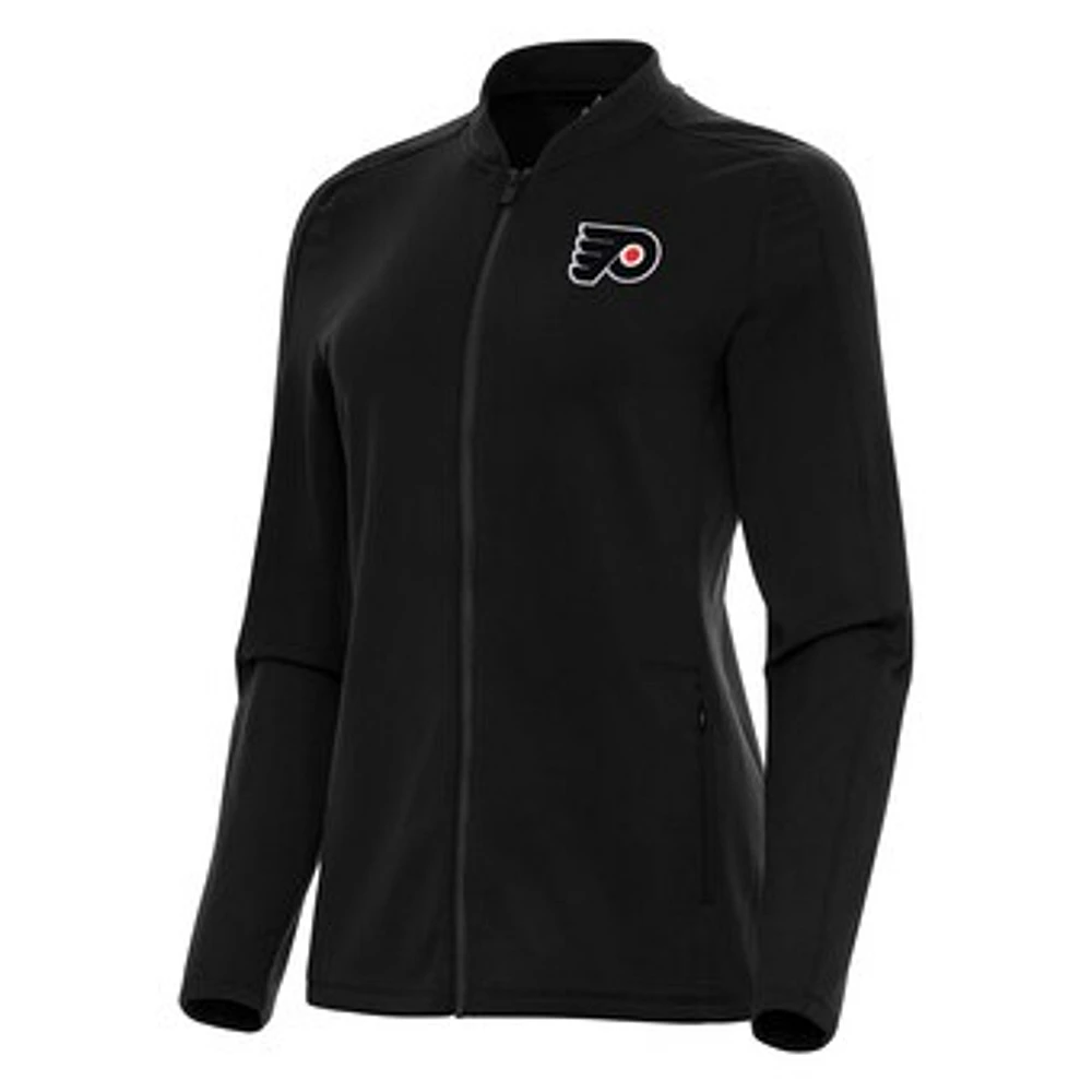 Women's Antigua Black Philadelphia Flyers Continual Full-Zip Jacket