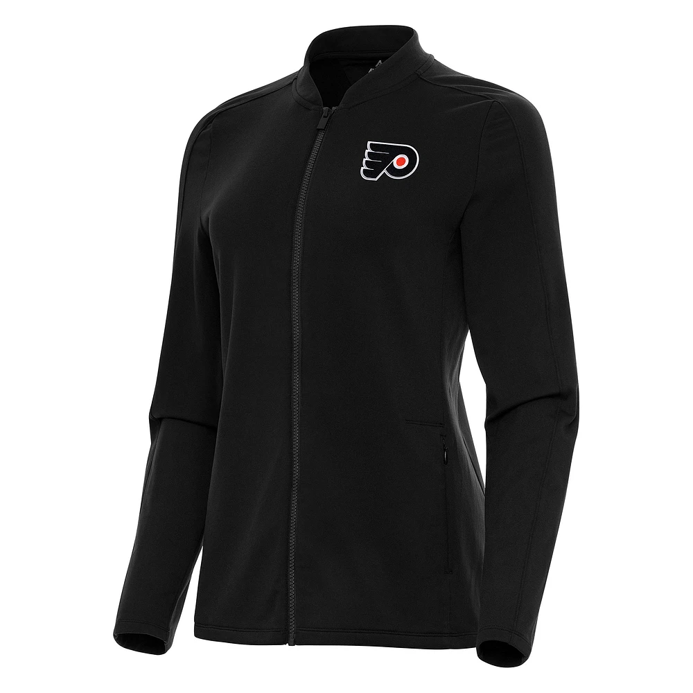 Women's Antigua Black Philadelphia Flyers Continual Full-Zip Jacket