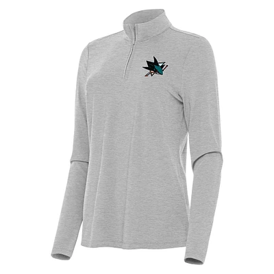 Women's Antigua Heather San Jose Sharks Bright Quarter-Zip Top