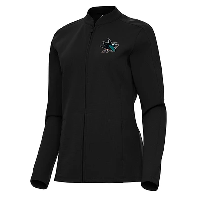 Women's Antigua Black San Jose Sharks Regard Full-Zip Jacket