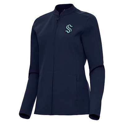 Women's Antigua Deep Sea Blue Seattle Kraken Regard Full-Zip Jacket
