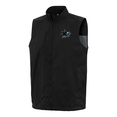 Men's Antigua Black San Jose Sharks Brisk Full-Zip Vest