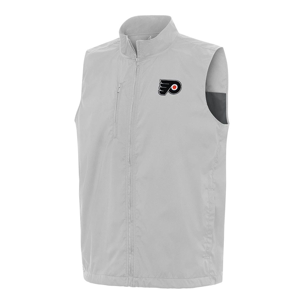 Men's Antigua Heather Gray Philadelphia Flyers Brisk Full-Zip Vest