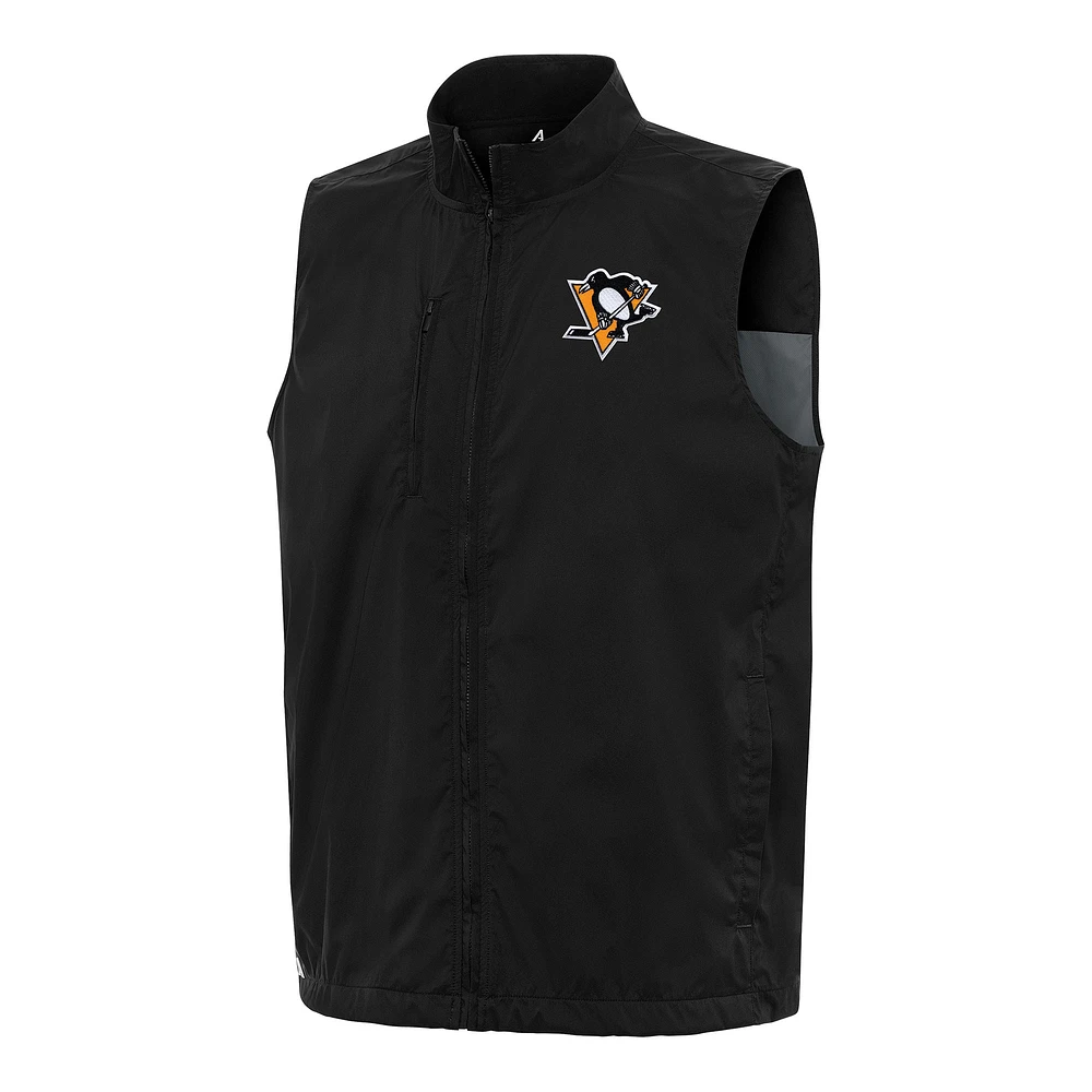 Men's Antigua Black Pittsburgh Penguins Brisk Full-Zip Vest