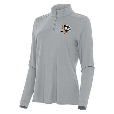 Women's Antigua Gray Pittsburgh Penguins Intent Quarter-Zip Top