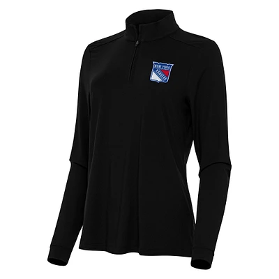 Women's Antigua Black New York Rangers Intent Quarter-Zip Top