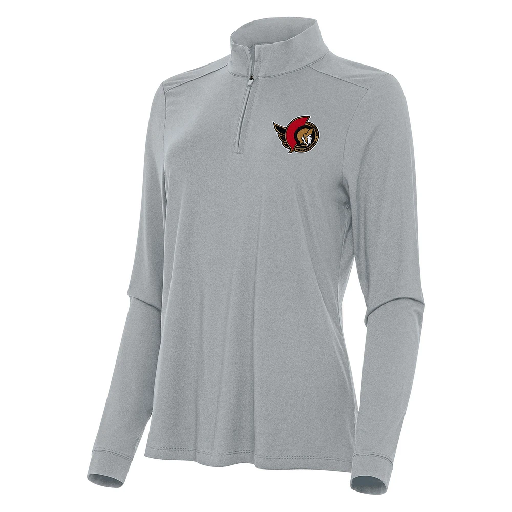 Women's Antigua Gray Ottawa Senators Intent Quarter-Zip Top