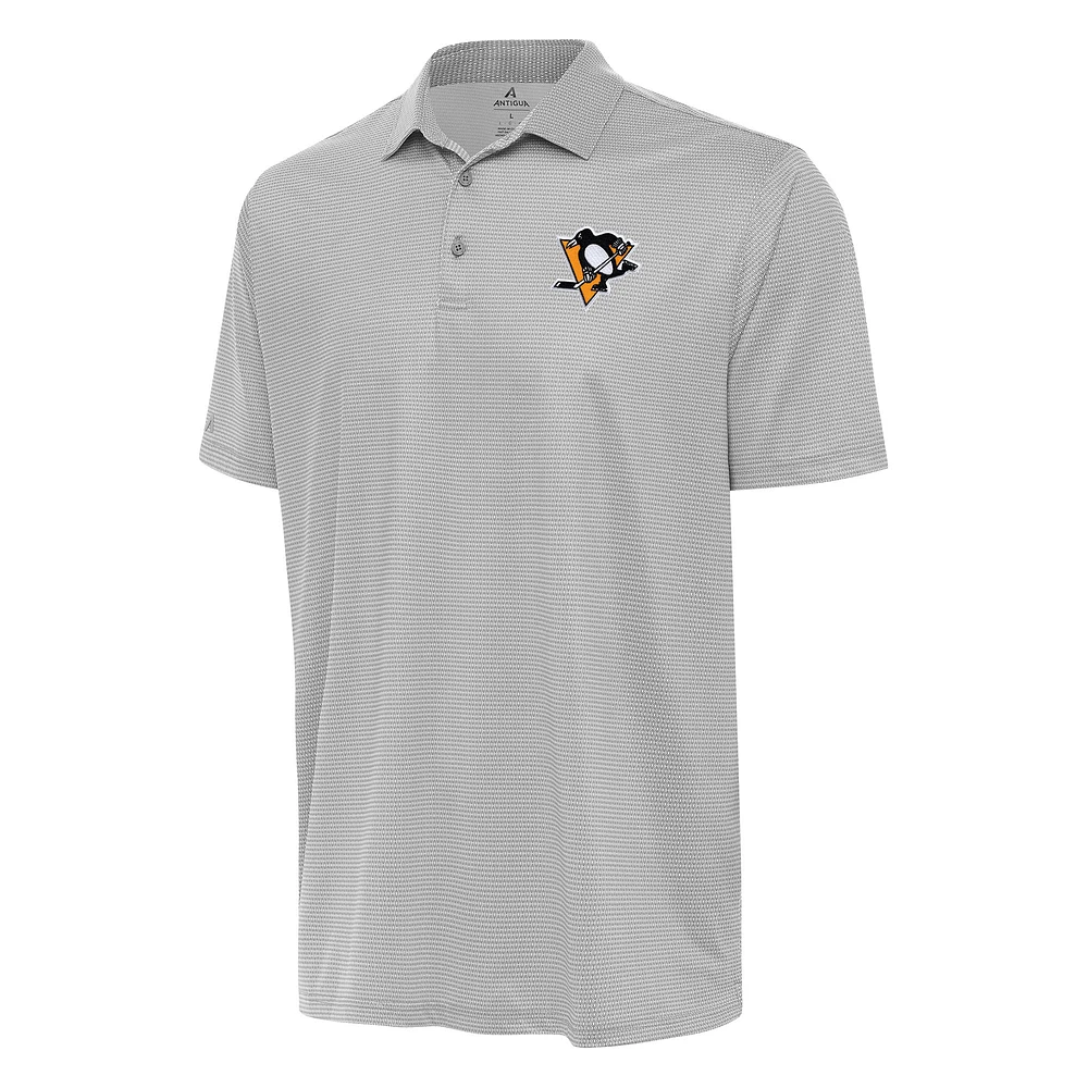 Men's Antigua Gray/White Pittsburgh Penguins Rings Polo