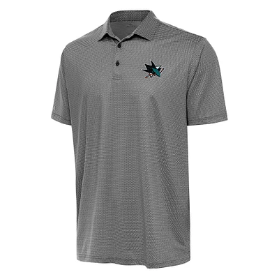 Men's Antigua Black/White San Jose Sharks Rings Polo