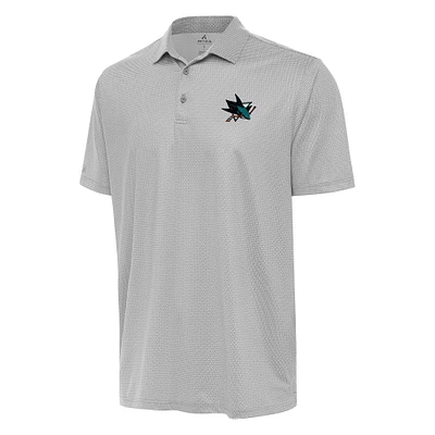 Men's Antigua Gray/White San Jose Sharks Rings Polo