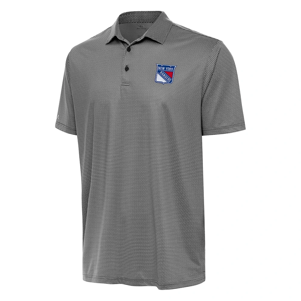 Men's Antigua Black/White New York Rangers Rings Polo