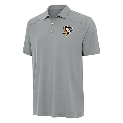 Men's Antigua Gray Pittsburgh Penguins Western Polo