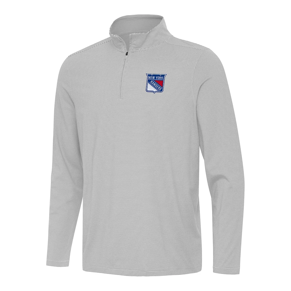 Men's Antigua Gray New York Rangers Twine Quarter-Zip Top