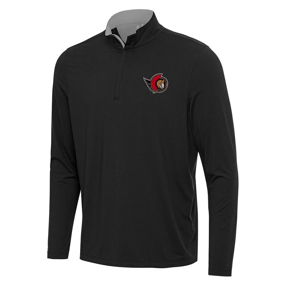 Men's Antigua Black/ Ottawa Senators Content Quarter-Zip Pullover Top