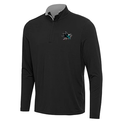 Men's Antigua Black/Gray San Jose Sharks Content Quarter-Zip Pullover Top