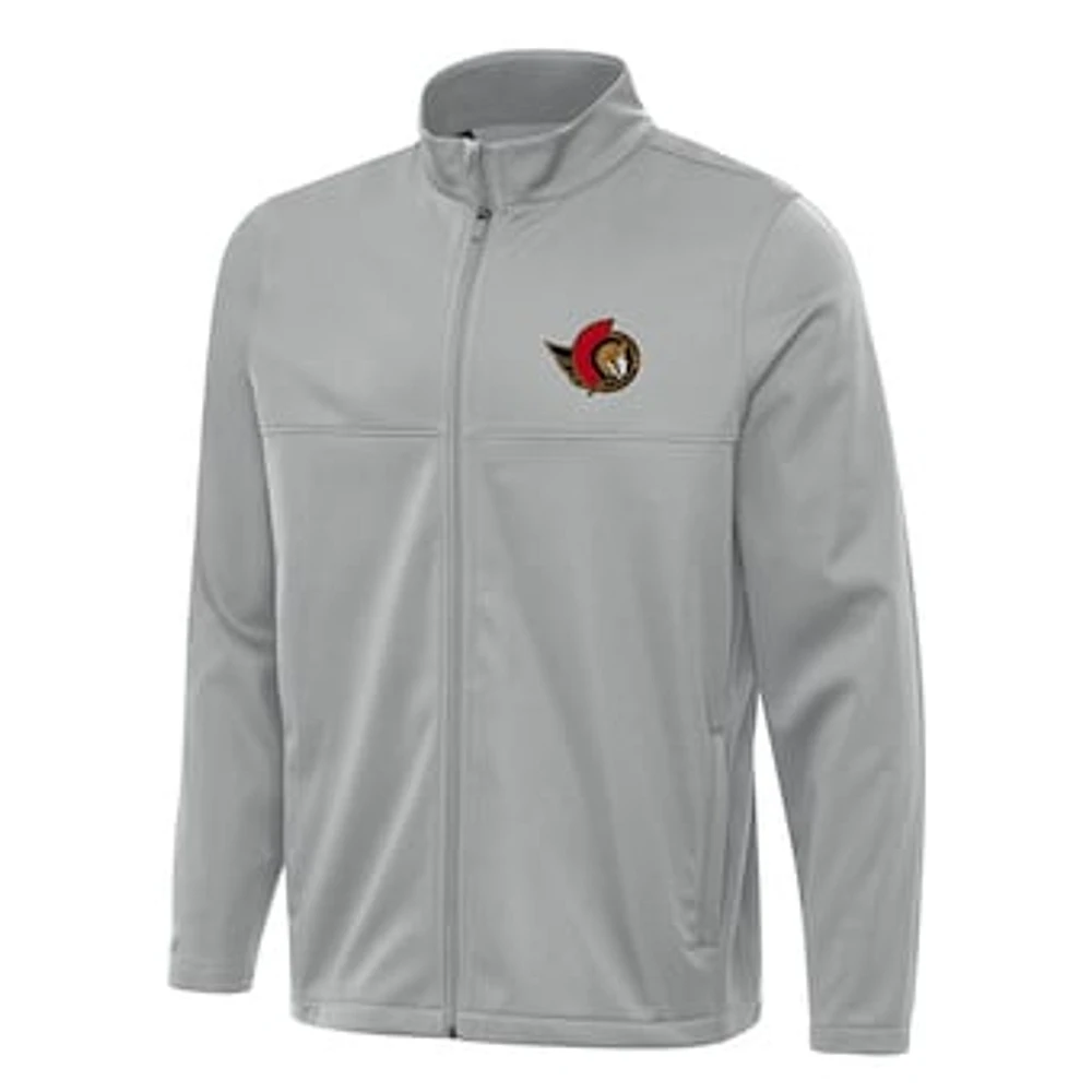 Men's Antigua Gray Ottawa Senators Links 2 Full-Zip Golf Jacket