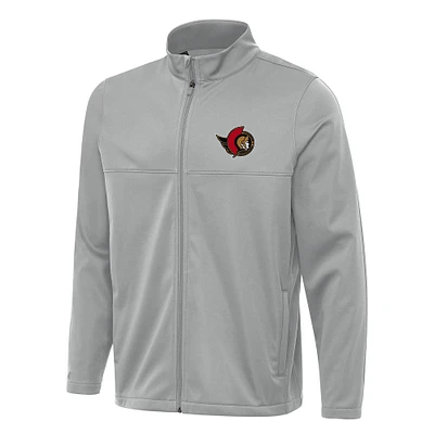 Men's Antigua Gray Ottawa Senators Links 2 Full-Zip Golf Jacket