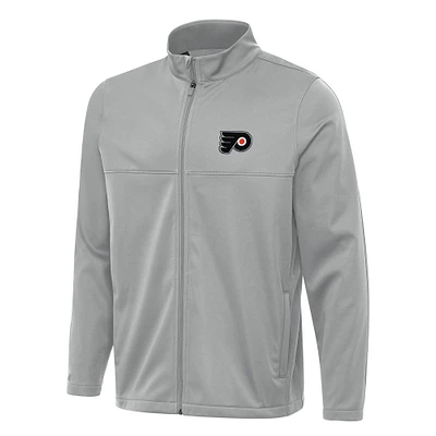 Men's Antigua Gray Philadelphia Flyers Links 2 Full-Zip Golf Jacket