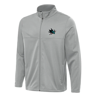 Men's Antigua Gray San Jose Sharks Links 2 Full-Zip Golf Jacket