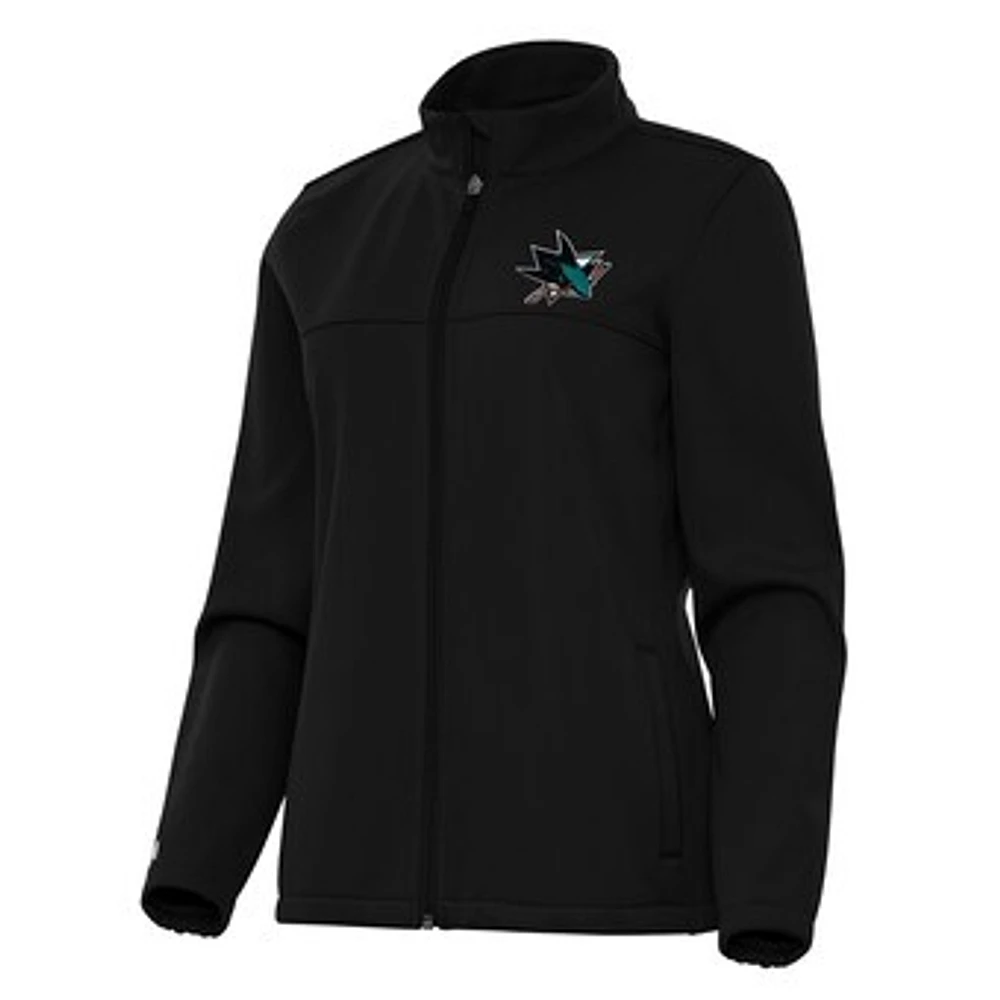 Women's Antigua Black San Jose Sharks Links 2 Full-Zip Golf Jacket