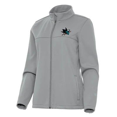 Women's Antigua Gray San Jose Sharks Links 2 Full-Zip Golf Jacket