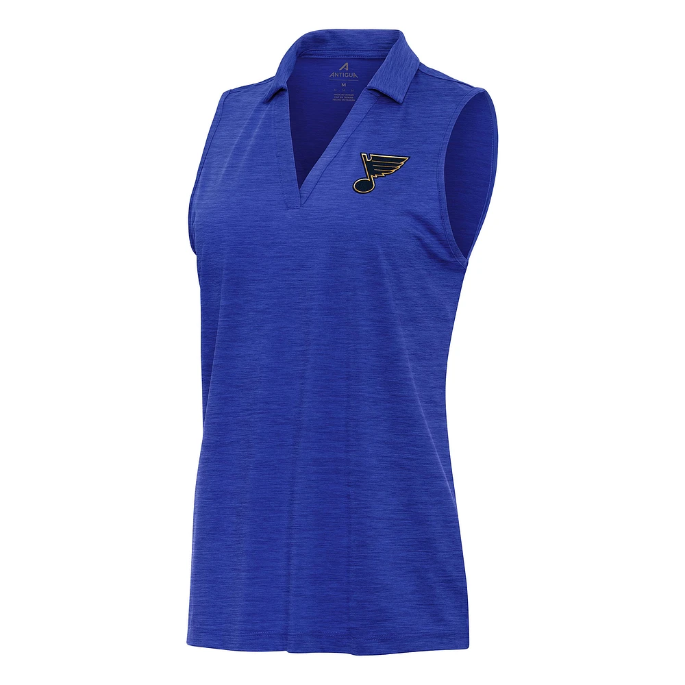 Women's Antigua Heather Blue St. Louis Blues Layout Sleeveless V-Neck Polo