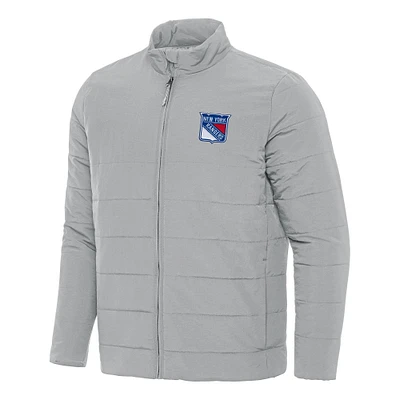 Men's Antigua Gray New York Rangers Swelter Full-Zip Puffer Jacket