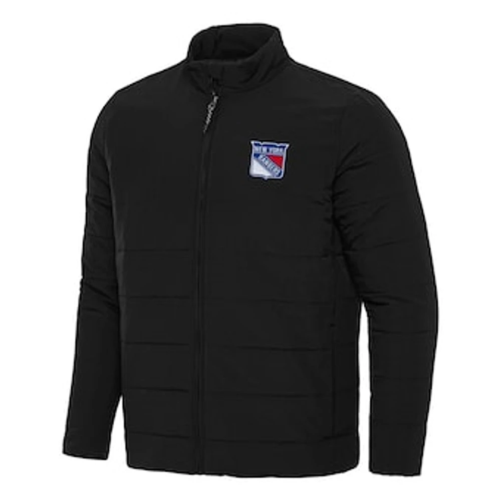 Men's Antigua Black New York Rangers Swelter Full-Zip Puffer Jacket