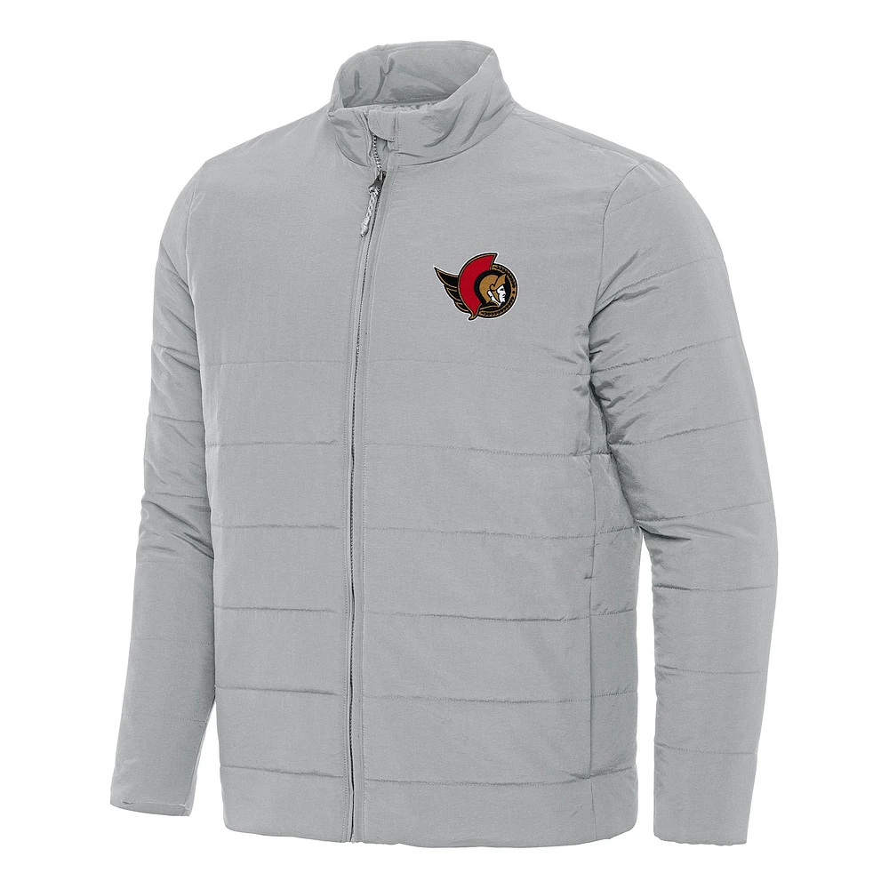 Men's Antigua Gray Ottawa Senators Swelter Full-Zip Puffer Jacket