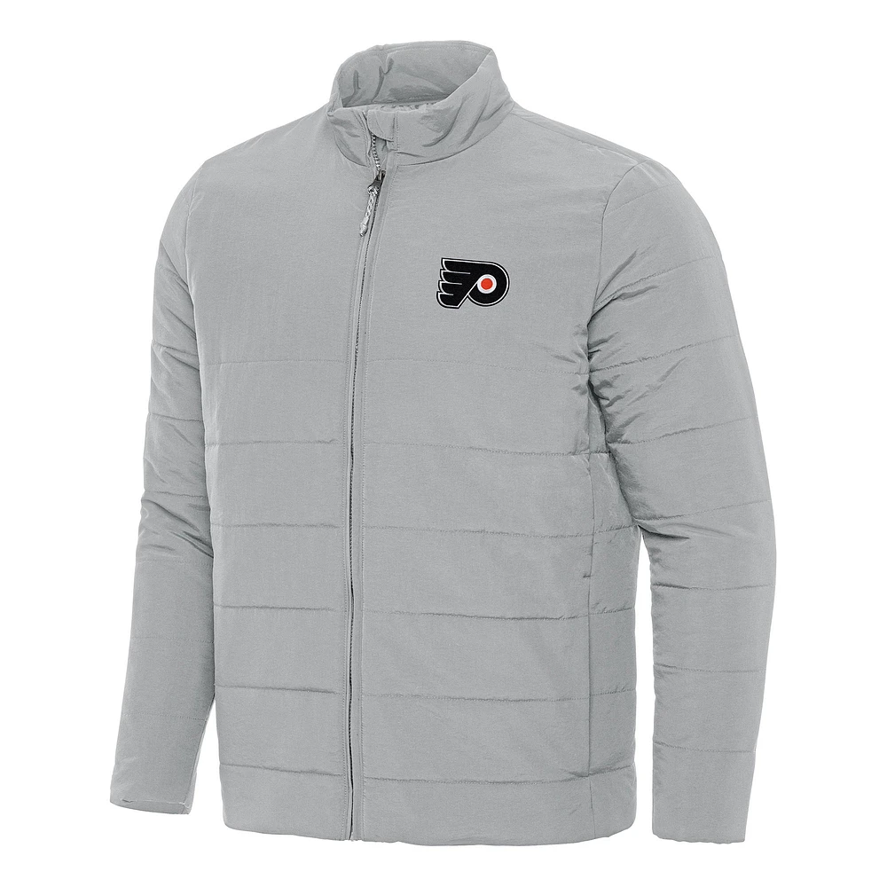 Men's Antigua Gray Philadelphia Flyers Swelter Full-Zip Puffer Jacket