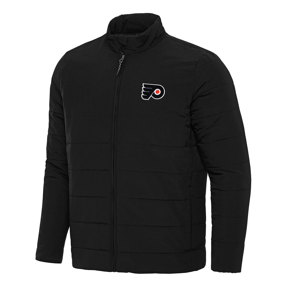 Men's Antigua Black Philadelphia Flyers Swelter Full-Zip Puffer Jacket