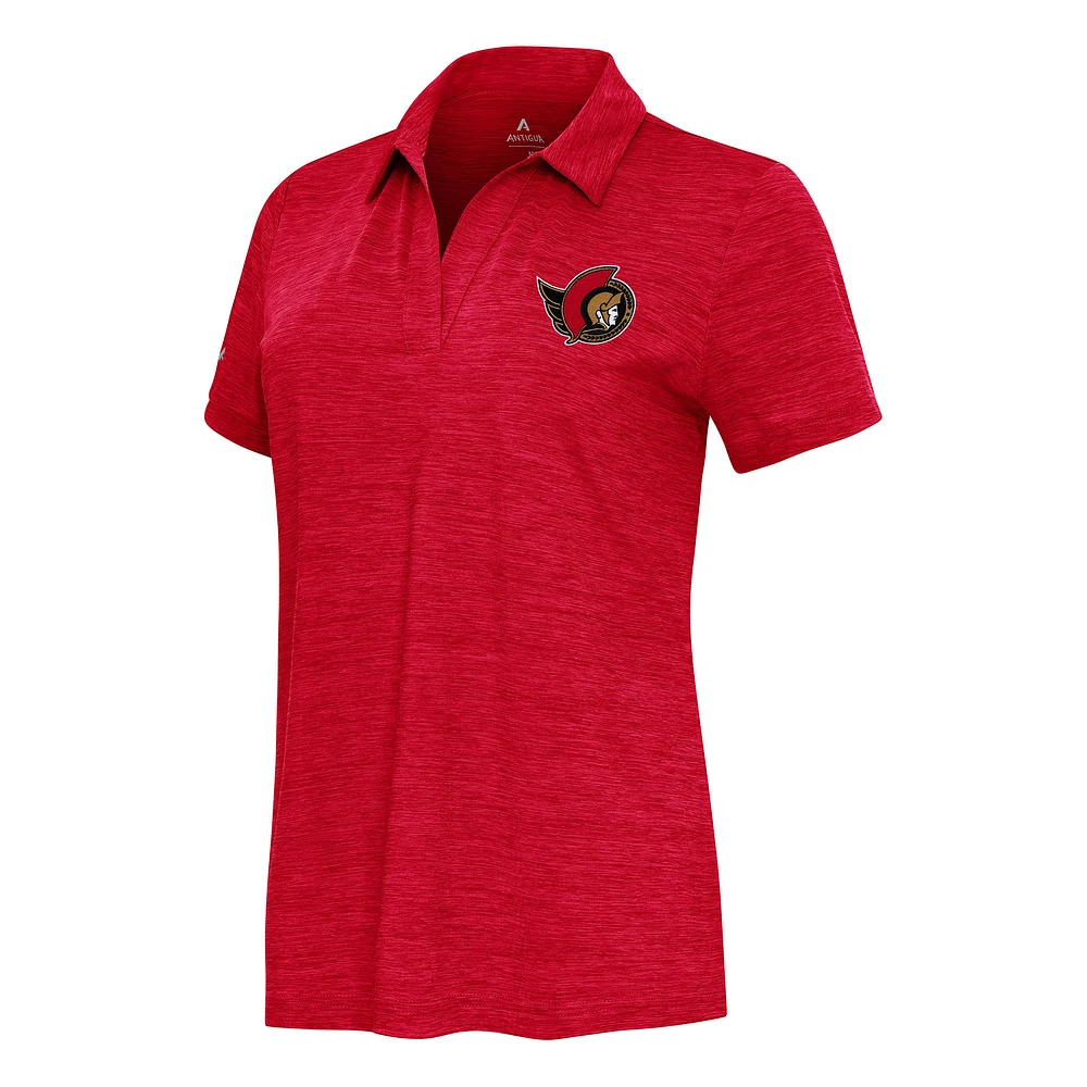 Women's Antigua Heather Red Ottawa Senators Layout V-Neck Polo