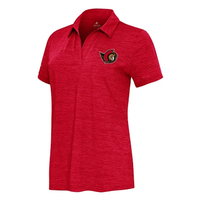 Women's Antigua Heather Red Ottawa Senators Layout V-Neck Polo